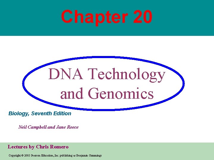 Chapter 20 DNA Technology and Genomics Biology, Seventh Edition Neil Campbell and Jane Reece