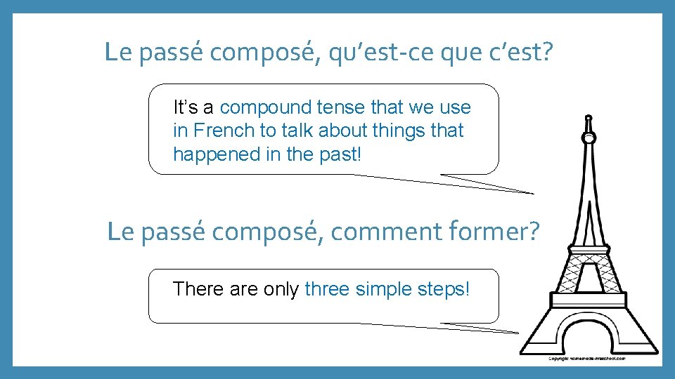 Le passé composé, qu’est-ce que c’est? It’s a compound tense that we use in