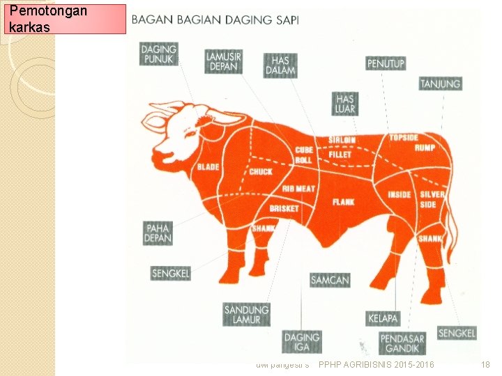 Pemotongan karkas dwi pangesti s PPHP AGRIBISNIS 2015 -2016 18 