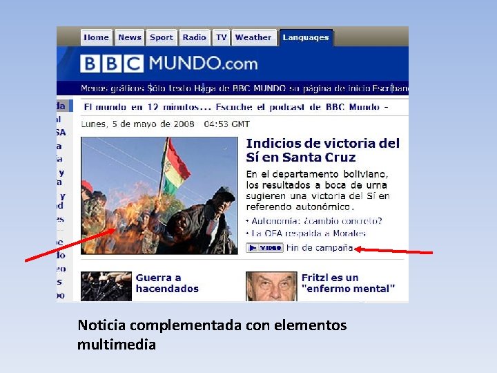 Noticia complementada con elementos multimedia 