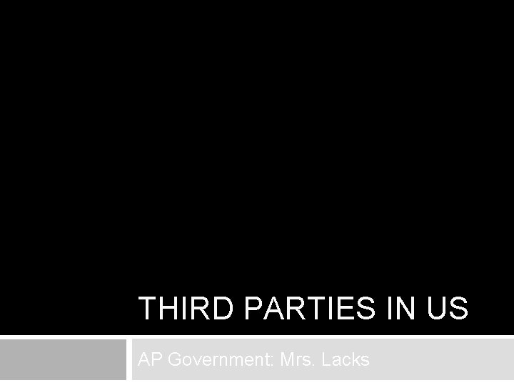 THIRD PARTIES IN US AP Government: Mrs. Lacks 