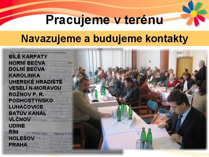 Pracujeme v terénu Navazujeme a budujeme kontakty BÍLÉ KARPATY HORNÍ BEČVA DOLNÍ BEČVA KAROLINKA