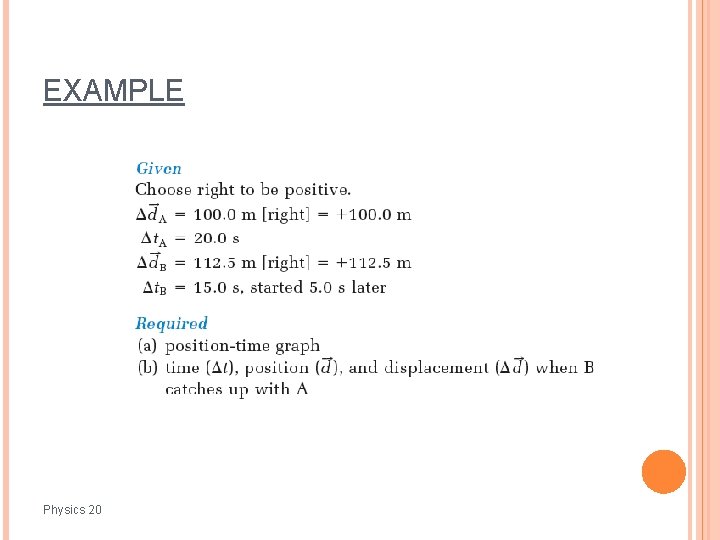 EXAMPLE Physics 20 