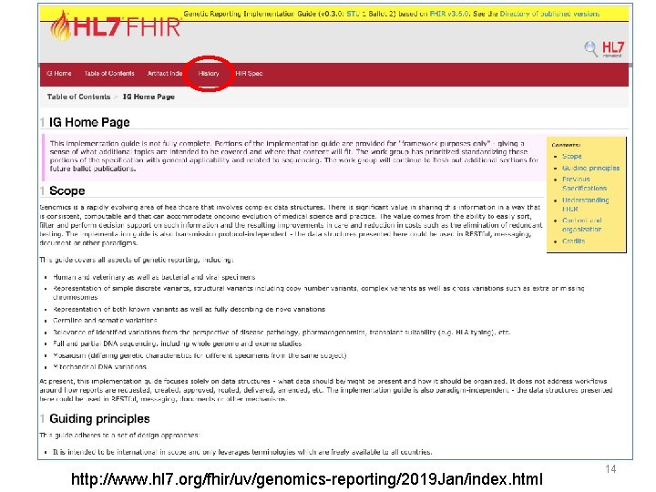 http: //www. hl 7. org/fhir/uv/genomics-reporting/2019 Jan/index. html 14 