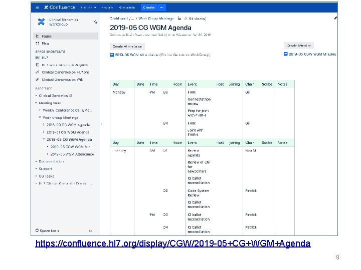 https: //confluence. hl 7. org/display/CGW/2019 -05+CG+WGM+Agenda 9 