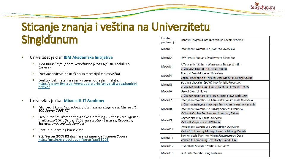 Sticanje znanja i veština na Univerzitetu Singidunum § § Univerzitet je član IBM Akademske Sticanje znanja i veština na Univerzitetu Singidunum § § Univerzitet je član IBM Akademske