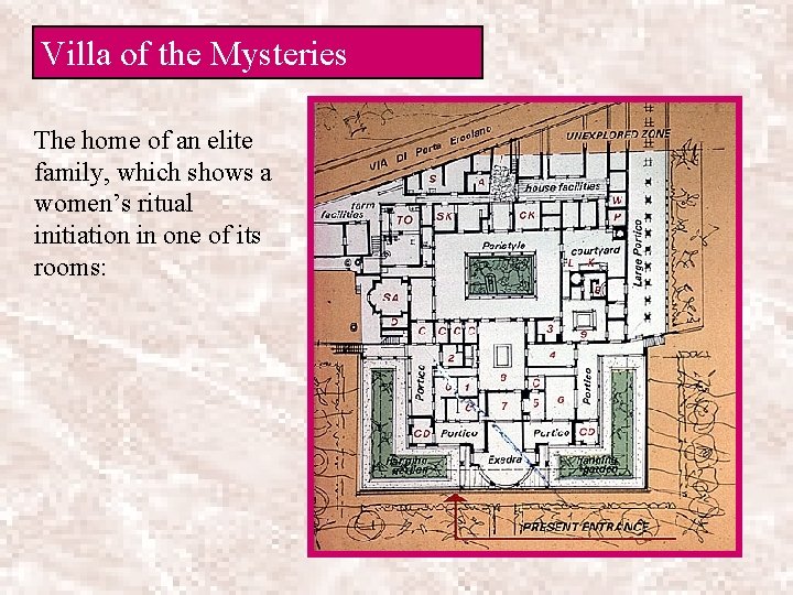 Villa of the Mysteries The home of an elite family, which shows a women’s