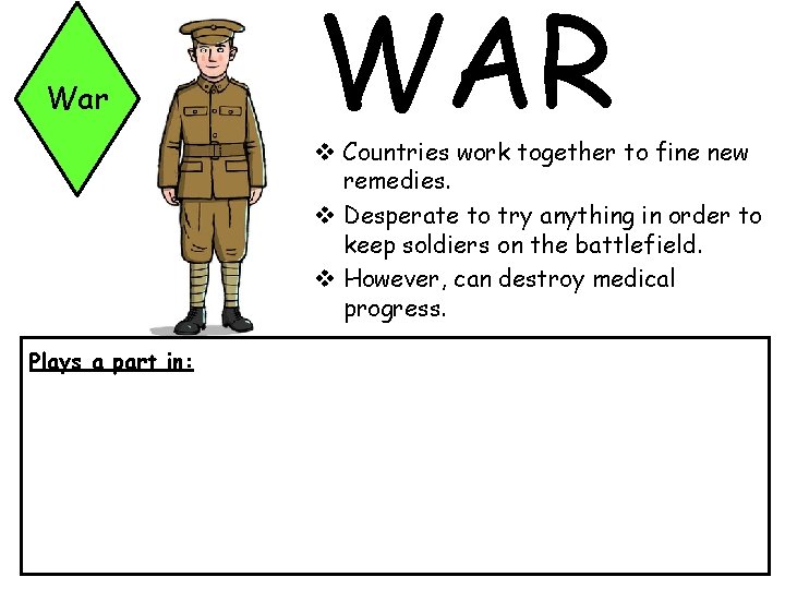 War WAR v Countries work together to fine new remedies. v Desperate to try
