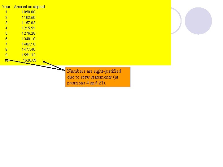 Year 1 2 3 4 5 6 7 8 9 10 Amount on deposit