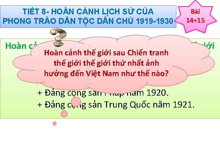 TIẾT 8 HOÀN CẢNH LỊCH SỬ CỦA PHONG TRÀO D N TỘC D N