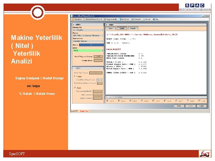 Makine Yeterlilik ( Nitel ) Yeterlilik Analizi Sigma Seviyesi ≥ Hedef Düzeyi ve /veya Makine Yeterlilik ( Nitel ) Yeterlilik Analizi Sigma Seviyesi ≥ Hedef Düzeyi ve /veya