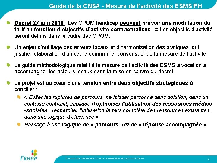 Guide de la CNSA - Mesure de l’activité des ESMS PH Décret 27 juin