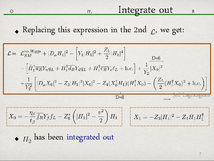 Integrate out O R Replacing this expression in the 2 nd , we get: