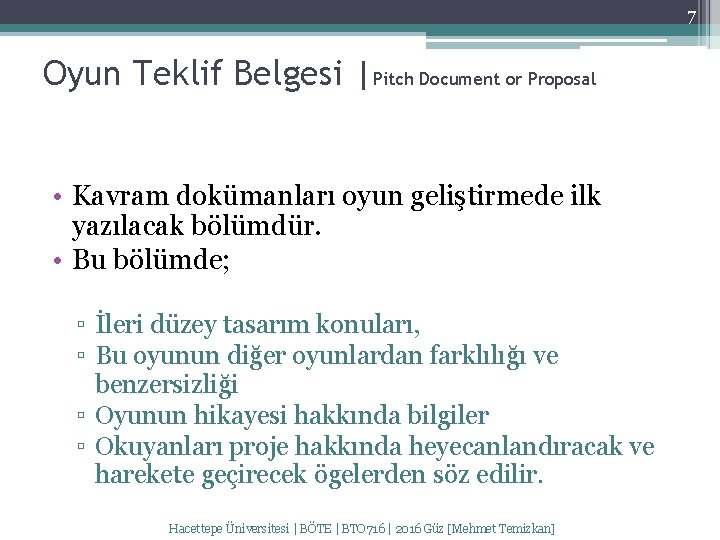 7 Oyun Teklif Belgesi |Pitch Document or Proposal • Kavram dokümanları oyun geliştirmede ilk