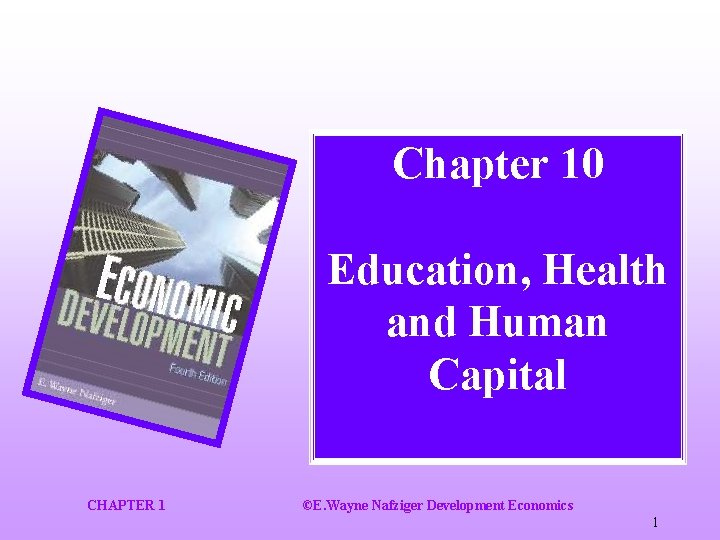 Chapter 10 Education, Health and Human Capital CHAPTER 1 ©E. Wayne Nafziger Development Economics