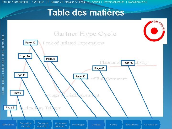 Groupe Gamification | CAFEL 22 | F. Aguirre / K. Marquis / J. Legall