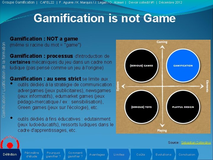 Groupe Gamification | CAFEL 22 | F. Aguirre / K. Marquis / J. Legall