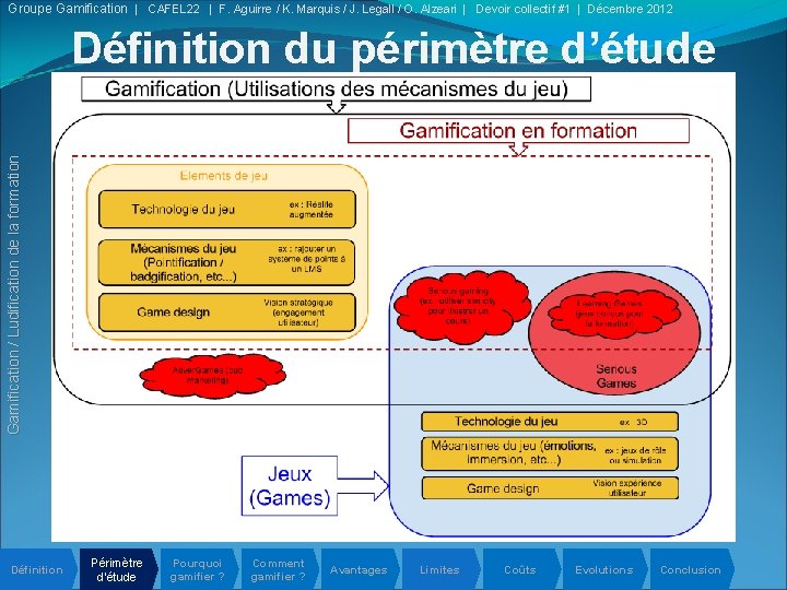 Groupe Gamification | CAFEL 22 | F. Aguirre / K. Marquis / J. Legall