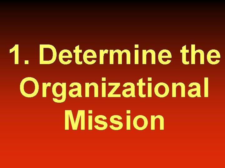 1. Determine the Organizational Mission 