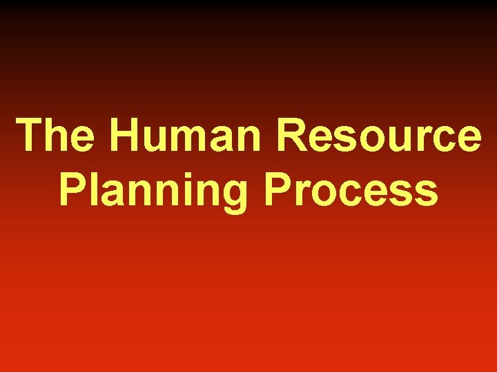 The Human Resource Planning Process 