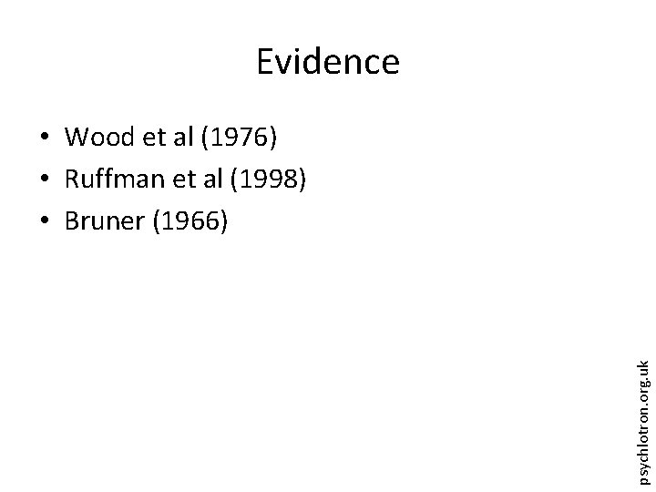 Evidence psychlotron. org. uk • Wood et al (1976) • Ruffman et al (1998)