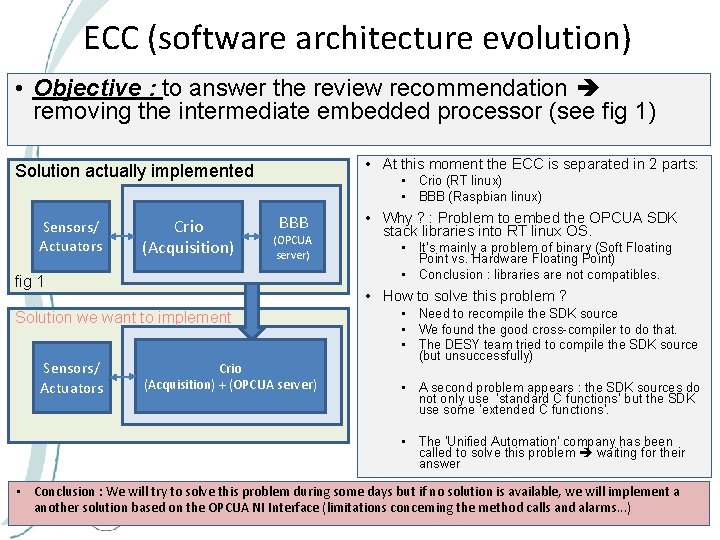 ECC (software architecture evolution) • Objective : to answer the review recommendation removing the