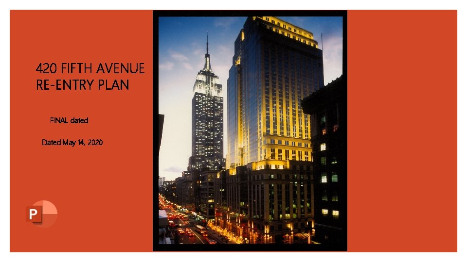 420 FIFTH AVENUE RE-ENTRY PLAN FINAL dated Dated May 14, 2020 
