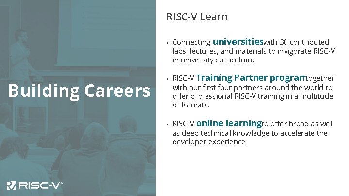 RISC-V Learn • Building Careers • • Connecting universitieswith 30 contributed labs, lectures, and