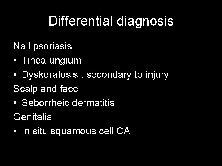 Differential diagnosis of psoriasis vulgaris