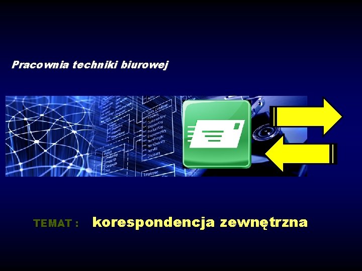 Pracownia techniki biurowej TEMAT : korespondencja zewnętrzna 