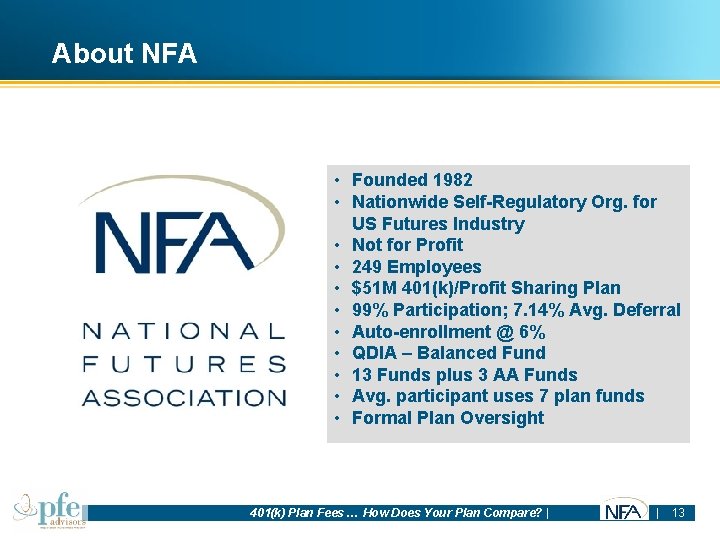 About NFA • Founded 1982 • Nationwide Self-Regulatory Org. for US Futures Industry •