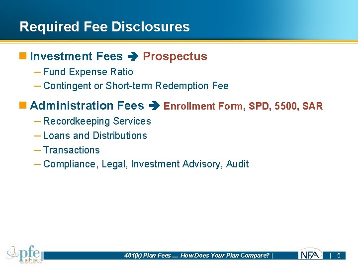 Required Fee Disclosures n Investment Fees Prospectus – Fund Expense Ratio – Contingent or