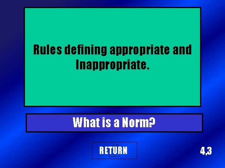 Rules defining appropriate and Inappropriate. What is a Norm? RETURN 4, 3 