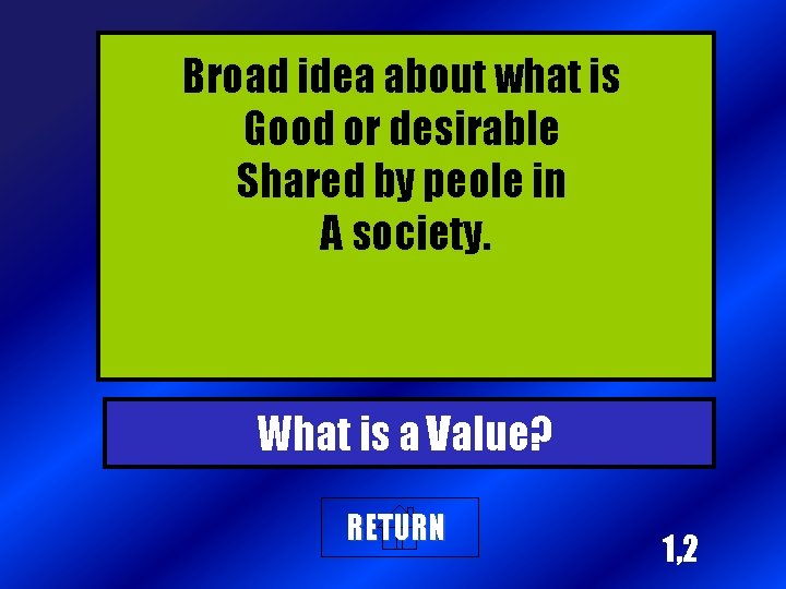 Broad idea about what is Good or desirable Shared by peole in A society.