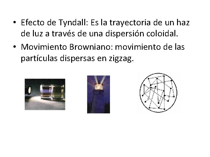  • Efecto de Tyndall: Es la trayectoria de un haz de luz a