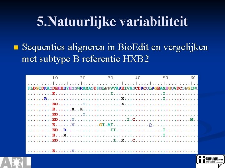 5. Natuurlijke variabiliteit n Sequenties aligneren in Bio. Edit en vergelijken met subtype B