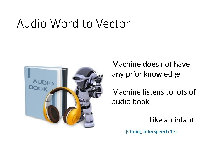 Audio Word to Vector Machine does not have any prior knowledge Machine listens to