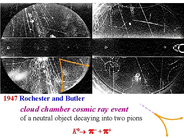 1947 Rochester and Butler cloud chamber cosmic ray event of a neutral object decaying