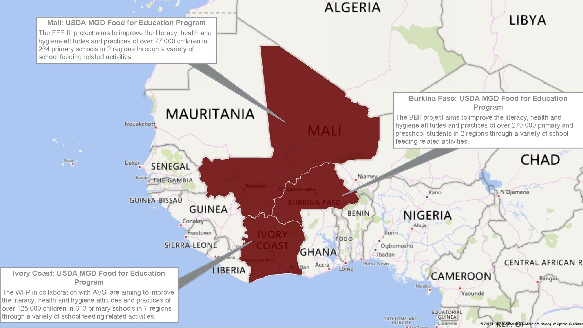 Mali: USDA MGD Food for Education Program The FFE III project aims to improve Mali: USDA MGD Food for Education Program The FFE III project aims to improve