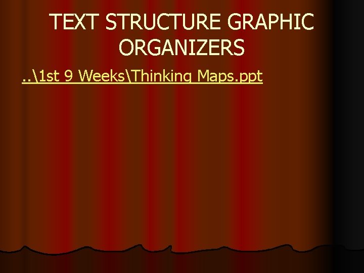 TEXT STRUCTURE GRAPHIC ORGANIZERS. . 1 st 9 WeeksThinking Maps. ppt 
