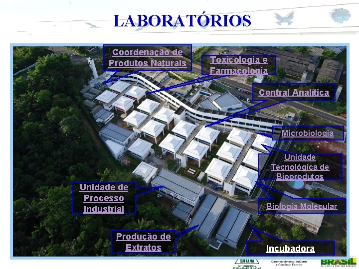 LABORATÓRIOS Coordenação de Produtos Naturais Toxicologia e Farmacologia Central Analítica Microbiologia Unidade Tecnológica de