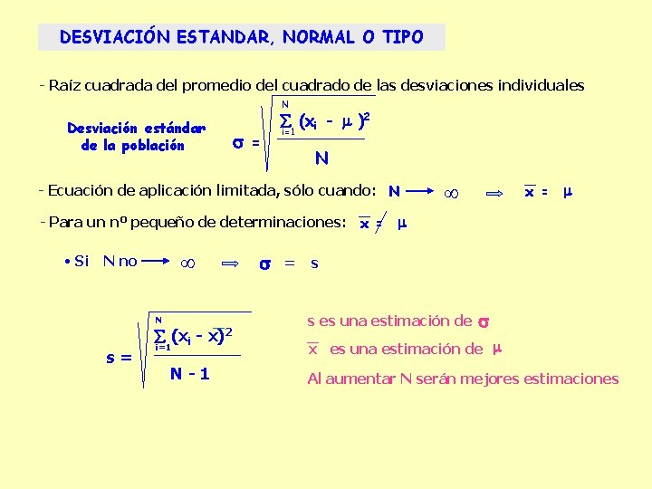 DESVIACIÓN ESTANDAR, NORMAL O TIPO - Raíz cuadrada del promedio del cuadrado de las