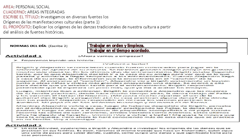 AREA: PERSONAL SOCIAL CUADERNO: AREAS INTEGRADAS ESCRIBE EL TÍTULO: Investigamos en diversas fuentes los