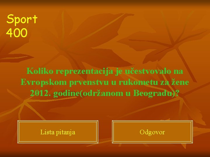 Sport 400 Koliko reprezentacija je učestvovalo na Evropskom prvenstvu u rukometu za žene 2012.