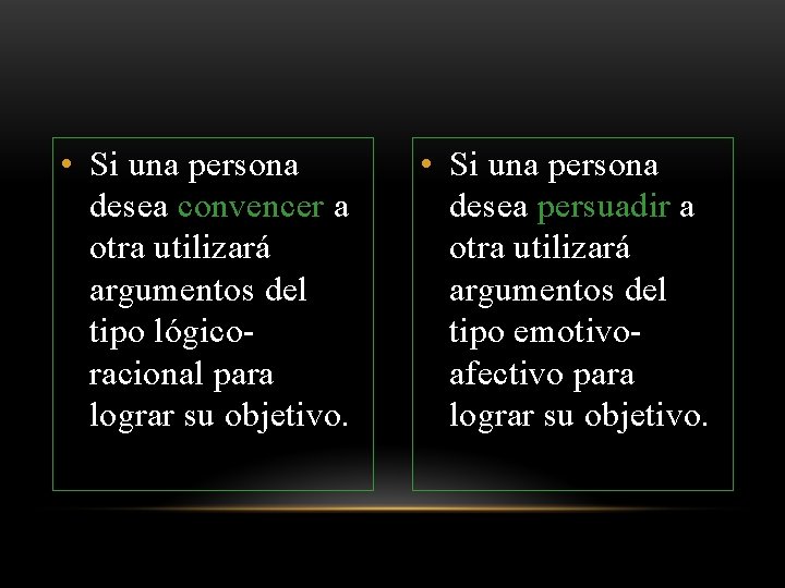  • Si una persona desea convencer a otra utilizará argumentos del tipo lógicoracional