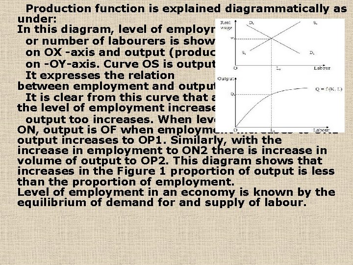 Production function is explained diagrammatically as under: In this diagram, level of employment or