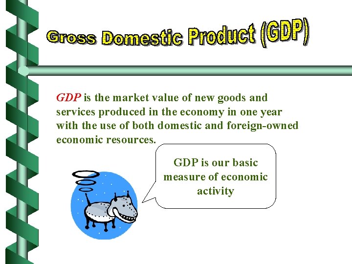GDP is the market value of new goods and services produced in the economy