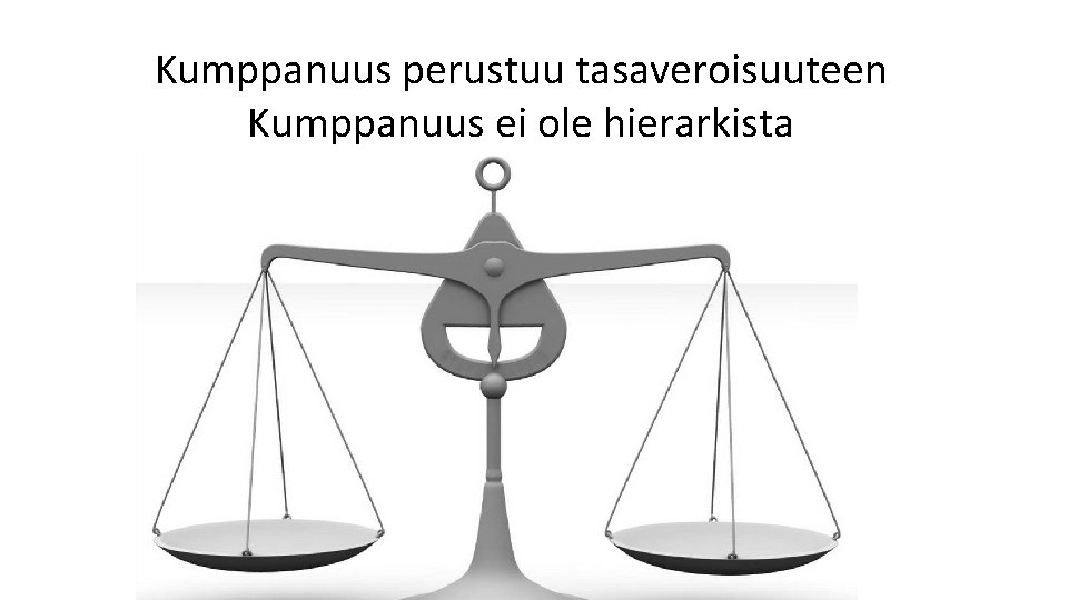 Kumppanuus perustuu tasaveroisuuteen Kumppanuus ei ole hierarkista 