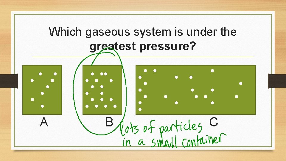 Which gaseous system is under the greatest pressure? l l l A l l