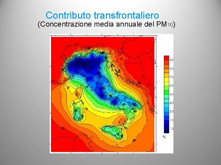 Contributo transfrontaliero (Concentrazione media annuale del PM 10) 